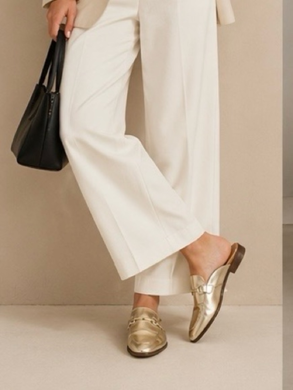 Womens Metallic Gold Horsebit Mule Loafers Pointed Toe Slip On Flats size 8.5